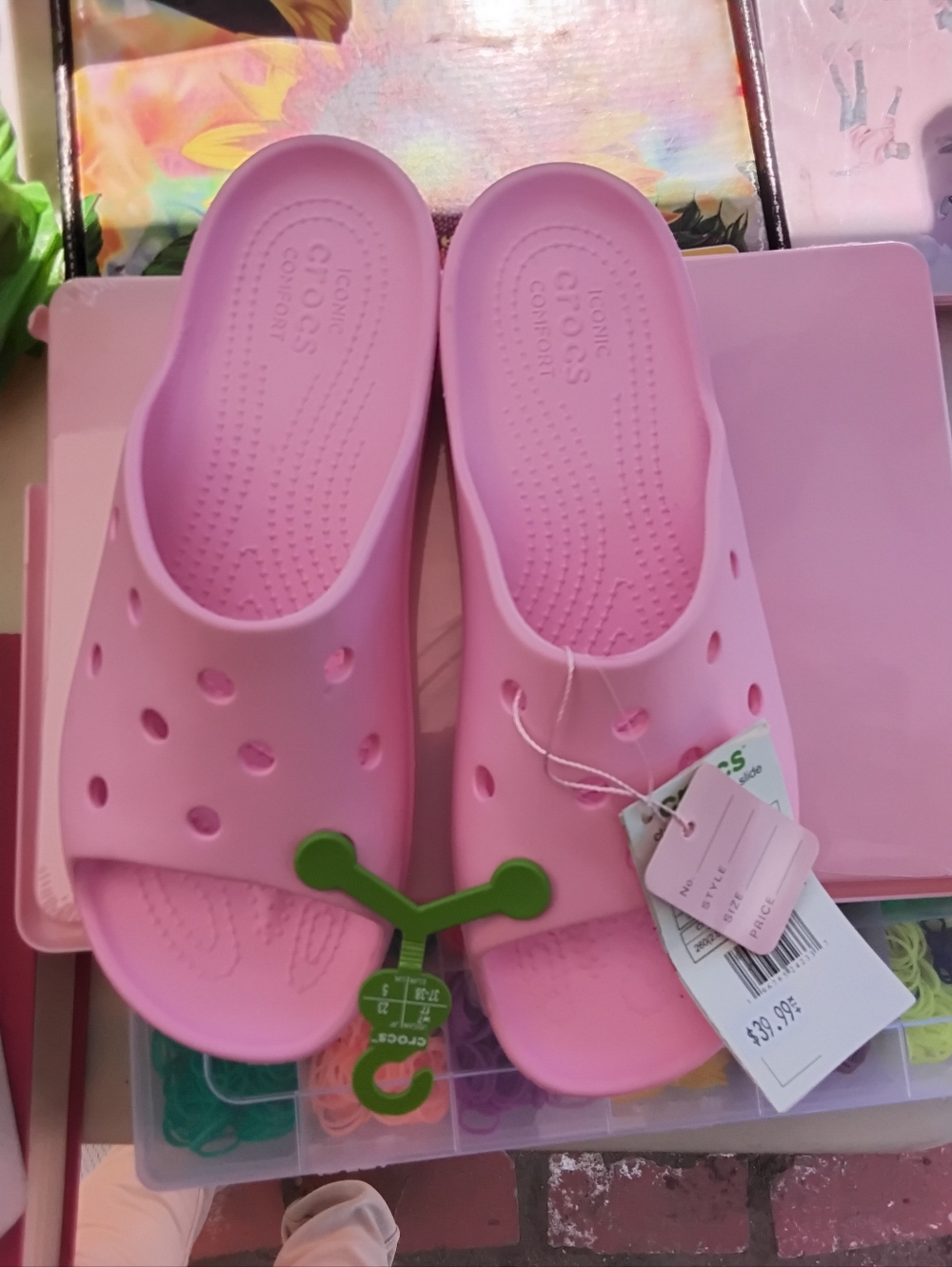 CROCS Kids Slide Sandals in Light Pink